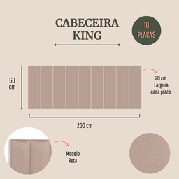 Cabeceira King Modulada Reta Cama Box Suede Bege - 3