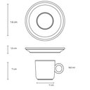 Ver imagem 2 de Jogo 6 Xícaras de Chá Café com Pires 150ml Cerâmica Porto Brasil Azul Escuro Basic Dove Mesa