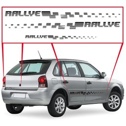 Kit Faixa Lateral + Adesivo Traseiro Gol Rallye G4 Preto Teu Adesivo - 1