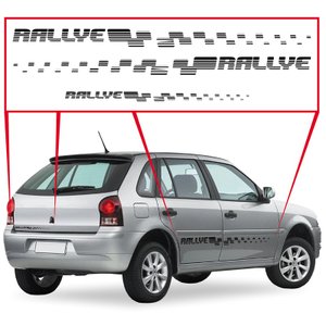 Kit Faixa Lateral + Adesivo Traseiro Gol Rallye G4 Preto Teu Adesivo