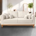 Ver imagem 2 de Sofá Viena 3 Lugares Para Recepção Linho Bege - Madeira Prima Deccor