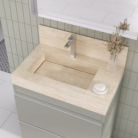 Lavatório em Porcelanato para Banheiro Slim 60cm com Cuba Esculpida 