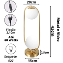 Ver imagem 6 de Luminária Abajur 43x20cm Jabuticaba 2 Globos Kjtd-697-gold Gimpo + 1 Lâmpada 12w Led Bivolt