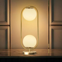 Ver mais imagens de Luminária Abajur 43x20cm Jabuticaba 2 Globos Kjtd-697-gold Gimpo + 1 Lâmpada 12w Led Bivolt