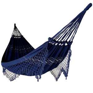 Rede de Dormir Casal Balanço de Algodão Reforçada 3,80m x 1,50m Varias Cores:Azul marinho