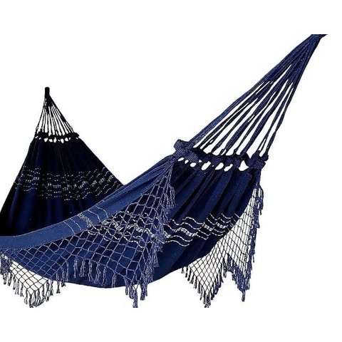 Rede de Dormir Casal Balanço de Algodão Premium 3,80m x 1,50m Varias Cores: Azul Marinho