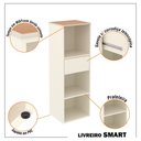 Ver imagem 4 de Conjunto de Escritório Smart 5 Livreiro 2 Buffet e 6 Mesas 90cm - Off White e Cedro