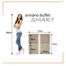 Conjunto de Escritório Smart 5 Livreiro 2 Buffet e 6 Mesas 90cm - Off White e Cedro - 2