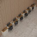 Ver imagem 1 de Conjunto de Escritório Smart 5 Livreiro 2 Buffet e 6 Mesas 90cm - Off White e Cedro