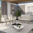 Ver imagem 2 de Kit Sófa 2 Lugares e 2 Poltronas para Sala de Estar Recepção Bege