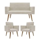 Ver imagem 1 de Kit Sófa 2 Lugares e 2 Poltronas para Sala de Estar Recepção Bege