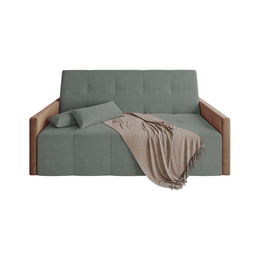 Sofa Cama 4 Lugares Retrátil e Reclinável Paris 2,10m Veludo Cinza - Luxo Estofados - 3