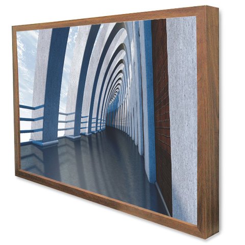 Quadro Decorativo Caixa Alta com Vidro Arquitetura Corredor Minimalista TaColado Moldura Madeira 90 