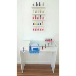 Kit Mesa Manicure Gaveta 84x80 + Carrinho Esmalteiro na Cor Branca - 5