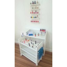 Kit Mesa Manicure Gaveta 84x80 + Carrinho Esmalteiro na Cor Branca - 4