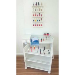 Kit Mesa Manicure Gaveta 84x80 + Carrinho Esmalteiro na Cor Branca - 8