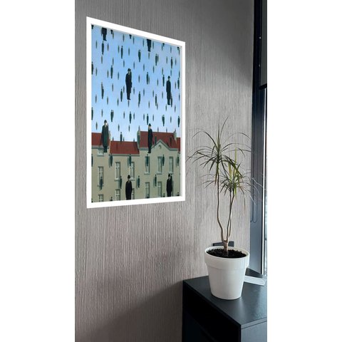 Quadro Decorativo René Magritte Golconda 1953 - 70x50cm:moldura Branca