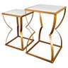 Conjunto de Mesas Laterais Mesa de Canto P/ Decoração Belt - Dourado/branco - 1