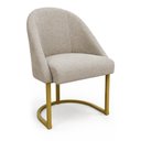 Ver imagem 3 de Kit 02 Cadeiras Poltrona de Jantar Lua Linho Bege Base Ferro Dourado Dal Poz Estofados