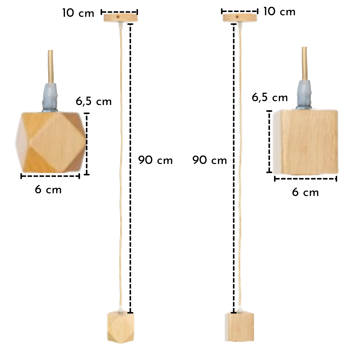 Lustre Pendente De 1M Rústico Em Madeira Maciça Com Tampa Canopla Com Fio E Bocal Soquete Bivolt Par - 2