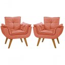 Ver imagem 1 de Kit 02 Poltronas Decorativas Opala Suede Rosa Bebê