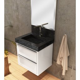 Lavatório em Porcelanato para Banheiro 50cm Top com Cuba Esculpida  - 4
