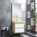 Ver imagem 1 de Lavatório em Porcelanato para Banheiro 50cm Top com Cuba Esculpida Blu Bege/Travertino Yescasa