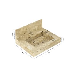 Lavatório em Porcelanato para Banheiro 50cm Top com Cuba Esculpida Blu - 3