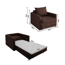 Poltrona Sofá Cama Solteiro 85cm Trento Marrom Estofama - 5