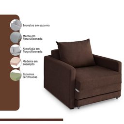 Poltrona Sofá Cama Solteiro 85cm Trento Marrom Estofama - 7
