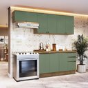 Ver imagem 1 de Armário de Cozinha Completa 100% Mdf 240cm Nogueira/verde Celeste Kappesberg