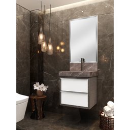 Lavatório em Porcelanato para Banheiro 50cm Top com Cuba Esculpida Blu - 1