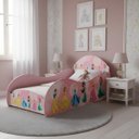 Ver imagem 2 de Cama Solteiro Princesas Rosa MDF com Proteção Lateral para Quarto Infantil Menina Segura Linda