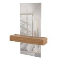Ver imagem 3 de Aparador Suspenso com Espelho 1 Gaveta 100% MDF Freijó Off White 110cm Marrom