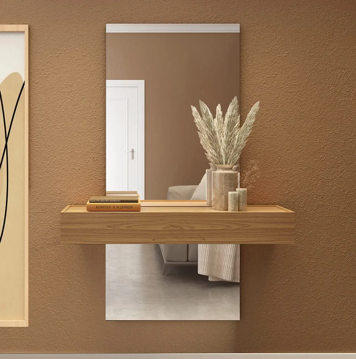 Ver imagem 1 de Aparador Suspenso com Espelho 1 Gaveta 100% MDF