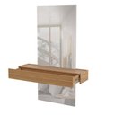 Ver imagem 4 de Aparador Suspenso com Espelho 1 Gaveta 100% MDF Freijó Off White 110cm Marrom