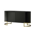 Ver imagem 2 de Balcao Buffet 2 Portas Pé Aço Carbono Dourado Light Vidro Pintado Preto Arkadina 1600