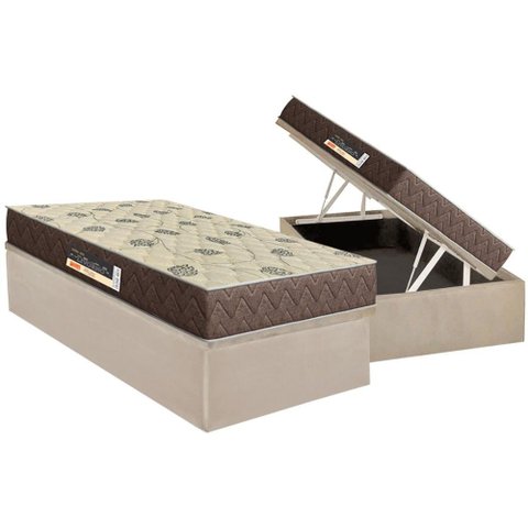 Conjunto Box Baú Solteiro: Colchão Espuma Orthoflex D28 / Livorno + Base Crc Suede Clean(88x188)