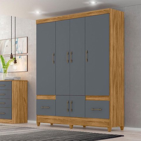Guarda Roupa Casal Ambiente Ms912 6 Portas Freijó Cinza - Moval