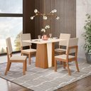 Ver imagem 1 de Conjunto Sala de Jantar Layla Royale 4 Lugares Tampo MDF Cadeiras Suede Off White 120cm Casa 812