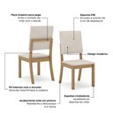 Ver imagem 5 de Conjunto Sala de Jantar Layla Royale 4 Lugares Tampo MDF Cadeiras Suede Off White 120cm Casa 812