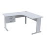 Mesa L Estação Escritório 130x130 com Gavetas e Chave Cinza - 1