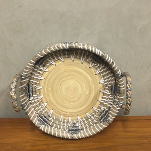 Bandeja Redonda Em Fibra Natural - Unidade Pequena