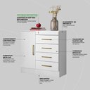 Ver imagem 6 de Cômoda 4 Gavetas 1 Porta com Rodizios Montevidéu - Branco/rosa/branco