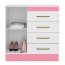 Ver imagem 3 de Cômoda 4 Gavetas 1 Porta com Rodizios Montevidéu - Branco/rosa/branco