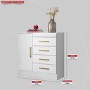 Ver imagem 2 de Cômoda 4 Gavetas 1 Porta com Rodizios Montevidéu - Branco/rosa/branco