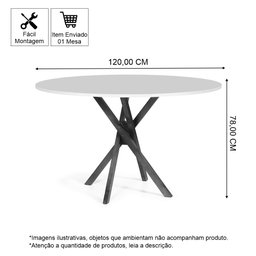 Mesa de Jantar Redonda 6 Lugares 120cm em Madeira June Branca - Straub Web - 3