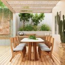 Ver imagem 2 de Mesa de Jantar Oval 6 Lugares Ripada 100% MDF Branco/Off White/Freijó
