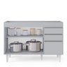 Balcão de Cozinha para Pia 120cm 3 Portas sem Tampo Michigan Cinza Claro - Lumil Lumil Móveis - 7