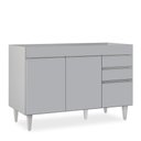 Ver imagem 1 de Balcão de Cozinha para Pia 120cm 3 Portas sem Tampo Michigan Cinza Claro - Lumil Lumil Móveis